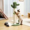 Cactus Cat Tree Cat Scratcher with Sisal Scratching Post and Interactive Dangling Ball For Indoor Cats White