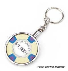 Chrome Plated Poker Chip Holder Key Chain