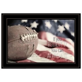 "Football - Believe It" by Lori Deiter, Ready to Hang Framed Print, Black Frame