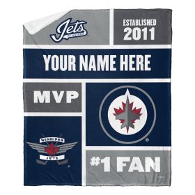 [Personalization Only] OFFICIAL NHL Colorblock Personalized Silk Touch Sherpa Throw Blanket - Winnipeg Jets