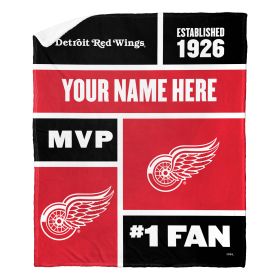 [Personalization Only] OFFICIAL NHL Colorblock Personalized Silk Touch Sherpa Throw Blanket - Detroit Red Wings