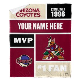 [Personalization Only] OFFICIAL NHL Colorblock Personalized Silk Touch Sherpa Throw Blanket - Arizona Coyotes