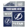 [Personalization Only] OFFICIAL NHL Colorblock Personalized Silk Touch Sherpa Throw Blanket - Tampa Bay Lightning