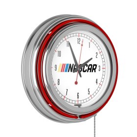 NASCAR Chrome Double Rung Neon Clock