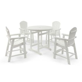 HIPS Bar Table Set, 5 Pieces(4 Bar Chair+ 1 Bar Table), Patio Bar Table Set High Top Outdoor Table and Chairs Set of 5 White