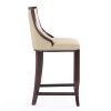 Manhattan Comfort Emperor 41 in. Cream and Walnut Beech Wood Bar Stool