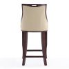 Manhattan Comfort Emperor 41 in. Cream and Walnut Beech Wood Bar Stool