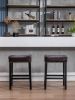 Counter Height 26" Bar Stools for Kitchen Counter Backless Faux Leather Stools Farmhouse Island Chairs (26 Inch; Brown; Set of 2)