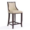 Manhattan Comfort Emperor 41 in. Cream and Walnut Beech Wood Bar Stool