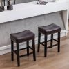 Counter Height 26" Bar Stools for Kitchen Counter Backless Faux Leather Stools Farmhouse Island Chairs (26 Inch; Brown; Set of 2)