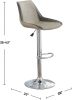 Dining Kitchen Adjustable Bar stool Chair Light Grey Wax Polyurethane Leather Chrome Base Modern Set of 2 Chairs / Bar Stool