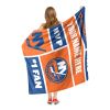 [Personalization Only] OFFICIAL NHL Colorblock Personalized Silk Touch Throw Blanket - New York Islanders