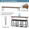 4 Pieces Counter Height Extra Long Dining Table Set with 3 PU Stools Bar Kitchen Table Set Console Table