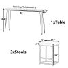 4 Pieces Counter Height Extra Long Dining Table Set with 3 PU Stools Bar Kitchen Table Set Console Table