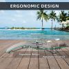 Pool Lounge Chairs Set of 3, Adjustable Aluminum Outdoor Chaise Lounge Chairs with Metal Side Table, All Weather for Deck Lawn Poolside Backyard (Khai