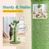 Cactus Cat Tree Cat Scratcher with Sisal Scratching Post and Interactive Dangling Ball For Indoor Cats White