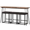 4 Pieces Counter Height Extra Long Dining Table Set with 3 PU Stools Bar Kitchen Table Set Console Table