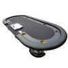 INO Design 96" Oval Dark Knight Black Felt Poker Table with Metal Chip Tray Steel Drop Box