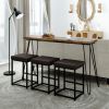 4 Pieces Counter Height Extra Long Dining Table Set with 3 PU Stools Bar Kitchen Table Set Console Table