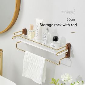 Acrylic Bathroom Walnut Storage Rack Punch Free Storage Rack (Option: 50 Long Walnut With Rod)