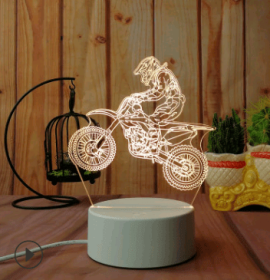 Led night light owl 3D table lamp can touch colorful (Option: Motocross-Three tone light 4W)