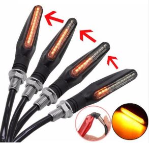 Newest 4x Universal flowing water flickering led motorcycle turn signals Indicators Flexible Blinkers Foldable Amber light lamp (Option: 3 pcs)