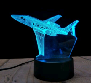 Led night light owl 3D table lamp can touch colorful (Option: Aircraft 2-Seven color touch 4W)