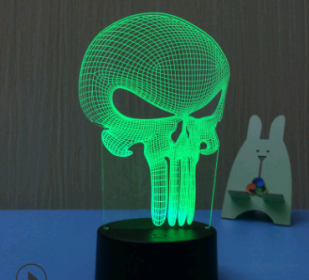 Led night light owl 3D table lamp can touch colorful (Option: Skull-Seven color touch 4W)