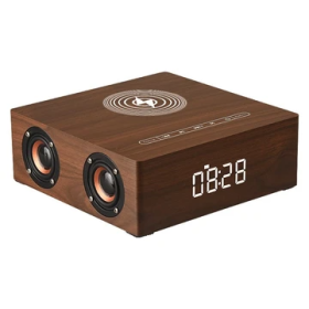 Wireless Charging Wood Surround Speaker (Color: Brown)