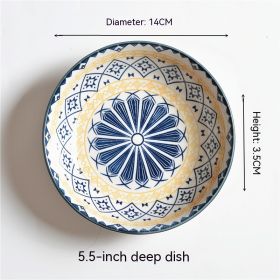 Underglaze Round Plate Ceramic Household Creative Seasoning Saucer Dish (Option: Shangri La)