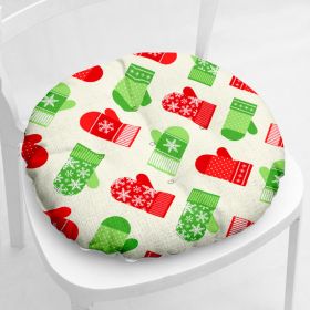 Cotton-filled Thickened Cotton And Linen Printing Chair Cushion (Option: Round Christmas Series 2 4-Velvet)