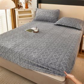 Winter Thermal Flannel Coral Fleece Fitted Sheet Fleece-lined Non-slip Bedspread (Option: Light Gray-90cm200cm)