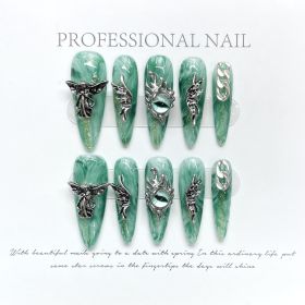 Heavy Industry Handmade Wear Nail Liquid Wings Angel Pupil Long Nail Stickers (Option: Angel Pupil-XS)