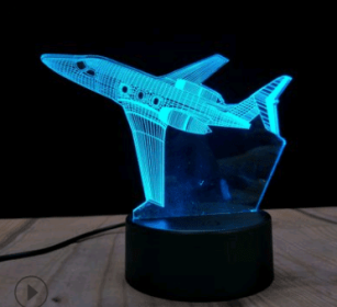 Led night light owl 3D table lamp can touch colorful (Option: Aircraft 2-Three tone light 4W)