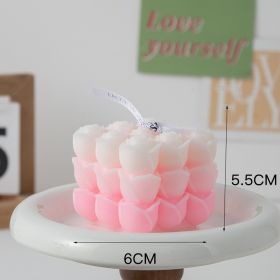 Flower Cube Aromatherapy Candle With Hand Creative Home Decoration Suit Shooting Props Wedding Tie (Option: Gradually Varied Pink)