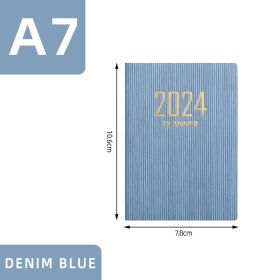 2024a7 English Schedule Book Creative Small Pocket Notebook (Option: A7-Denim Blue)