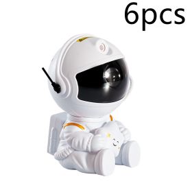 Mini Version Of Astronaut Star Projection Lamp Creative Gift Atmosphere Decorative Lamp Colorful Flowing Starry Night Light (Option: White star 6pcs-USB)