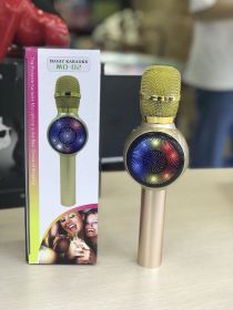 Sing it with colorful lights National K song wireless Bluetooth microphone (Color: Gold)