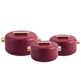 Solid Color Gold Handle Double Layer Thermal Box (Color: Red)