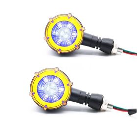 Turn Signal Lights, Motorcycle Modification LED Two-Color Water Indicator Signal (Option: Yellow blue-2pc)