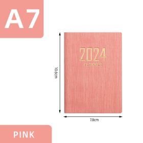 2024a7 English Schedule Book Creative Small Pocket Notebook (Option: A7-Pink)