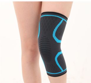 Double Corrugated Non-slip Stretch Keep Warm Nylon Needle Sports Kneecaps (Option: Lake Blue-2XL)