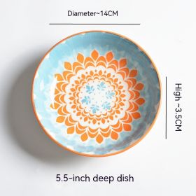 Underglaze Round Plate Ceramic Household Creative Seasoning Saucer Dish (Option: HAILANG)