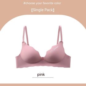 Seamless Lingerie For Women With No Steel Rings And Small Breasts Gathered Together (Option: Pink-70A)