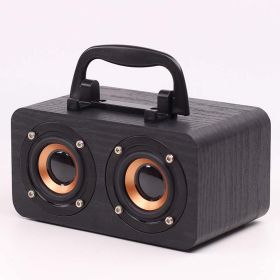 Wooden Wireless Bluetooth Speaker Portable Outdoor (Option: Black wood grain-USB)