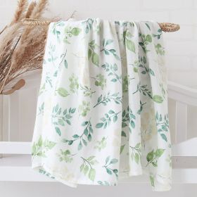 Bamboo Cotton Cloth Bag Single Baby Wrapping Blanket Cover Blanket (Option: Light Green Leaves-120x120)