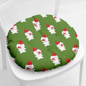 Cotton-filled Thickened Cotton And Linen Printing Chair Cushion (Option: Round Christmas Series 2 7-Velvet)