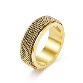 Waterproof Stainless Metal Spinner Mesh Wedding Band Rings for Men Male Release Stress Gifts Jewelry (Color: Golded, size: 12)