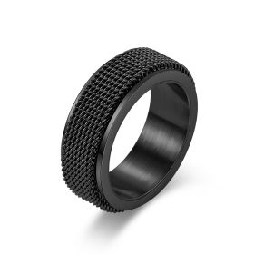 Waterproof Stainless Metal Spinner Mesh Wedding Band Rings for Men Male Release Stress Gifts Jewelry (Color: Black, size: 5)