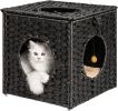 Mewoofun Handmade Cat Supplies Cat House for Indoor Woven Rattan Designed Pets